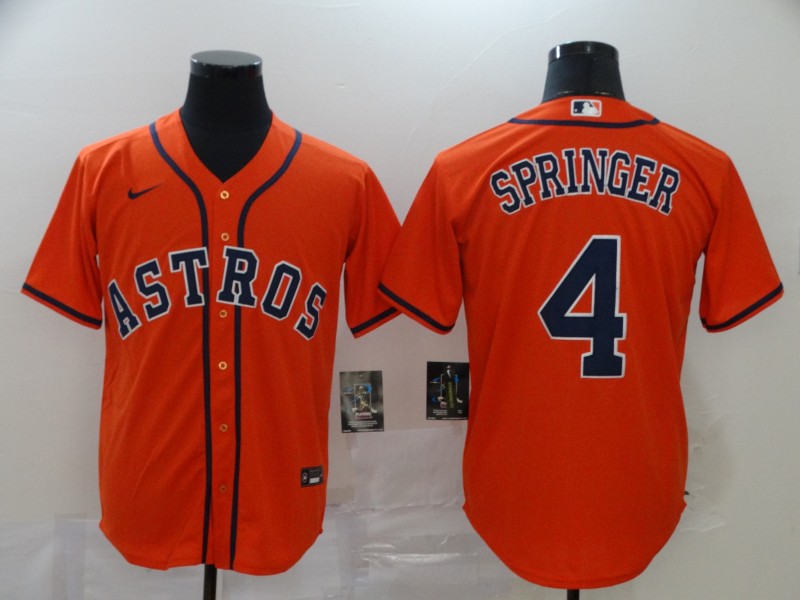 Men's Houston Astros #4 George Springer Orange Cool Base Stitched MLB Jersey